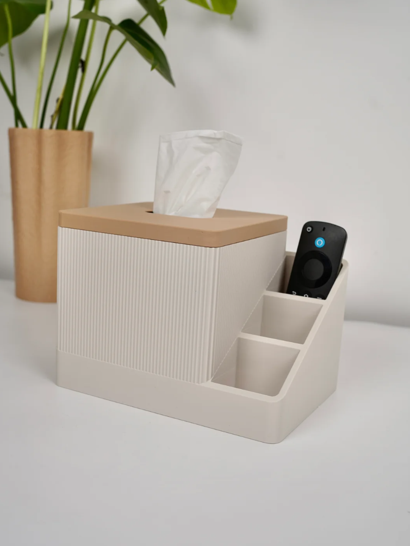 Tissue Box Cover & Remote Control Organizer