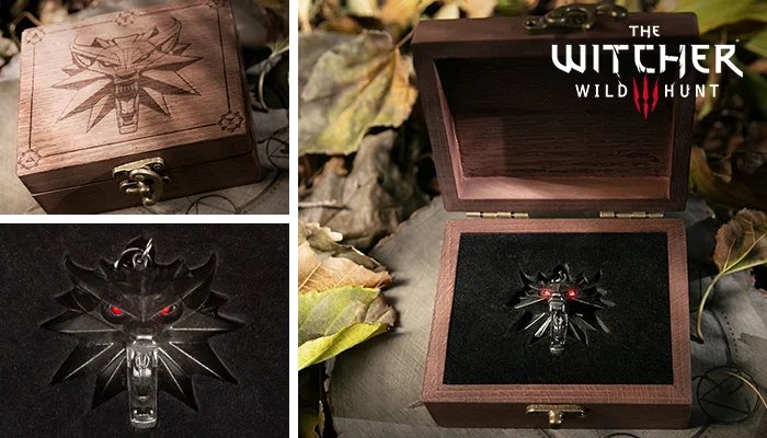 The Witcher 3: Wild Hunt Light-Up Medallion in Wooden Box - Bstorekw