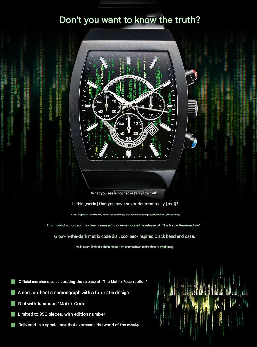The Matrix Resurrections Awakening Chronograph Limited Edition Watch (18.5cm)