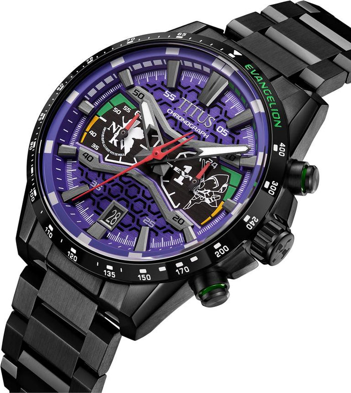 Solvil Et Titus x Evangelion Eva-01 Limited Edition Chronograph Quartz Stainless Steel Watch
