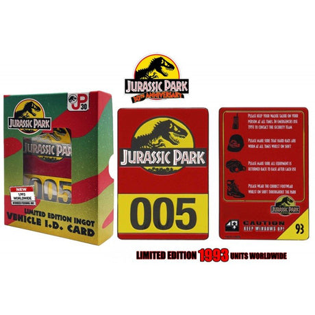 Jurassic Park Limited Edition 30th Anniversary Replica Vehicle I.D Ingot - Bstorekw