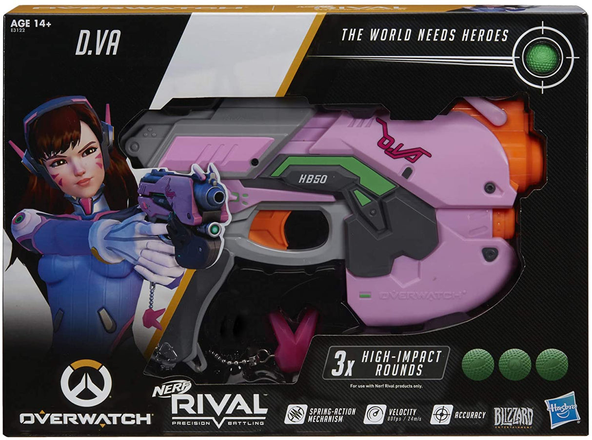 NERF Overwatch D.Va Rival Blaster with 3 Overwatch Rival Rounds - Bstorekw